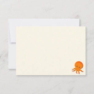 Süßer Baby-Oktopus Blank Creme-Beige Mitteilungskarte