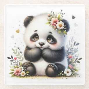 Süßer Baby-Panda-Blumen-Untersetzer Kawaii-Aquar Glasuntersetzer