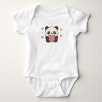 Süßer Baby-Panda hält herzförmige Ästhetik