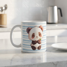 Süßer Baby-Panda mit blauen Streifen Kaffeetasse