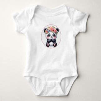Süßer Baby-Panda mit floraler Krone Baby-Bodyanzug Baby Strampler