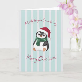 Süßer Baby Pinguin mit Weihnachtsmannmütze Weihnac Karte