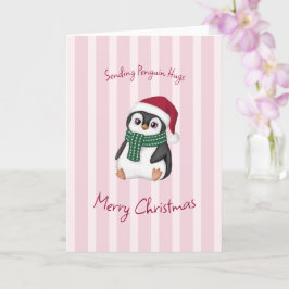 Süßer Baby Pinguin mit Weihnachtsmannmütze Weihnac Karte