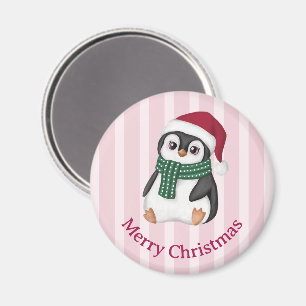 Süßer Baby Pinguin mit Weihnachtsmannmütze Weihnac Magnet
