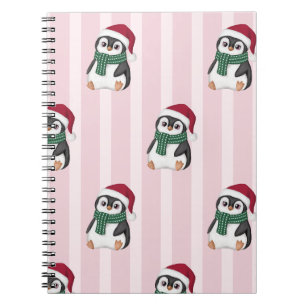 Süßer Baby Pinguin mit Weihnachtsmannmütze Weihnac Notizblock