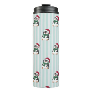 Süßer Baby-Pinguin mit Weihnachtsmannmütze Weihnac Thermosbecher