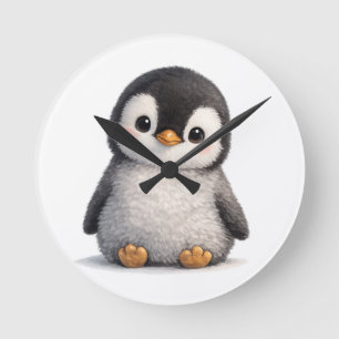 Süßer Baby Pinguin – Weiches & Anbetungswürdiges D Runde Wanduhr
