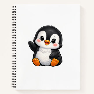 Süßer Baby Pinguin winkend Cartoon Charakter Kinde Notizbuch