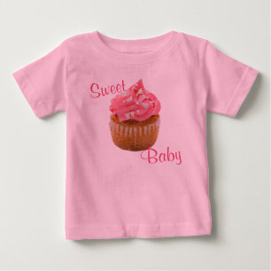 Süßer Baby-Rosa-Geometrischer-Cupcake Baby T-shirt