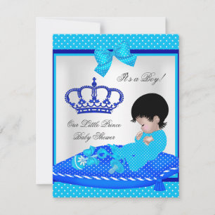 Süßer Baby Shower Junge Blau Kleiner Prinz Krone Einladung
