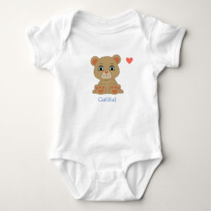 Süßer Baby-Teddybär-Cartoon & Herz Baby Strampler