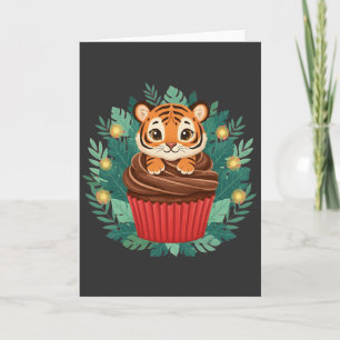 Süßer Baby-Tiger-Cupcake, niedlicher Dschungel-Tie Karte