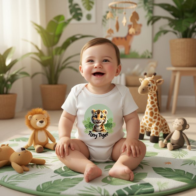 Süßer Baby-Tiger Dschungel-Kinderzimmer personalis Baby Strampler (Von Creator hochgeladen)