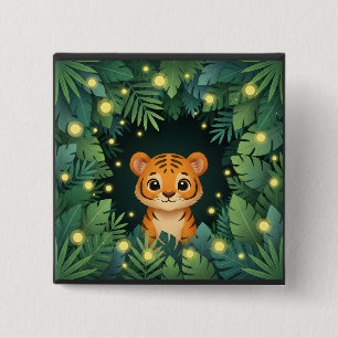 Süßer Baby-Tiger-Dschungel-Zauberhafter Glühwürche Button