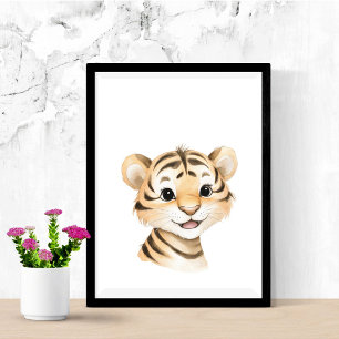 Süßer Baby-Tiger-Kinderzimmerdruck Dschungel-Safar Poster