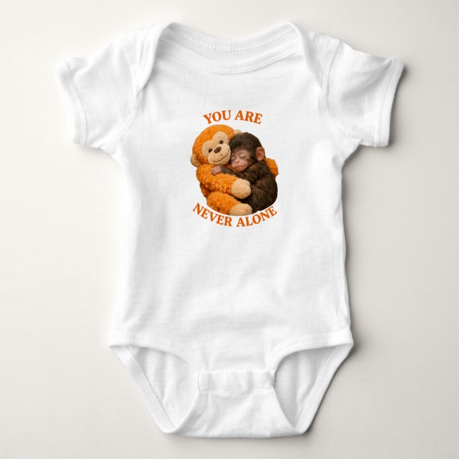 Süßer Babyaffe Punch mit Plüschaffe - Baby Strampler (Vorderseite)