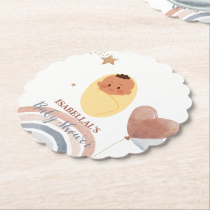 Süßer Babybär Afroamerikanische Jungen-Baby-Party Untersetzer