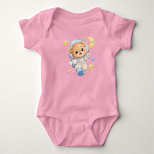 Süßer Babybär-Astronaut Rosa Bodysuit Baby Strampler