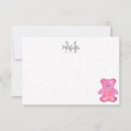 Süßer Babybär in Rosa personalisiert  Mitteilungskarte