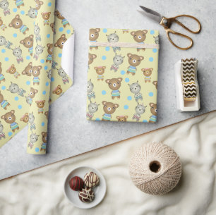 Süßer Babybär und Zebra Geschenkpapier