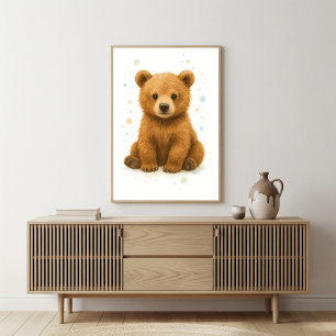 Süßer Babybär-Wasserfarbenkunst Poster