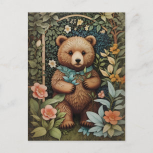 Süßer Babybraunbär, inspiriert von William Morris  Postkarte