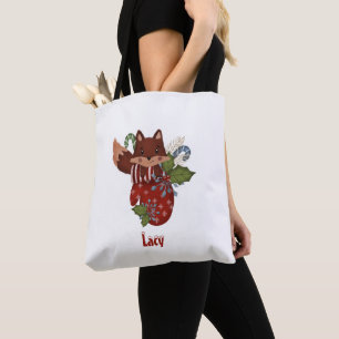 Süßer Babyfuchs und Weihnachts-Handschuh Tasche