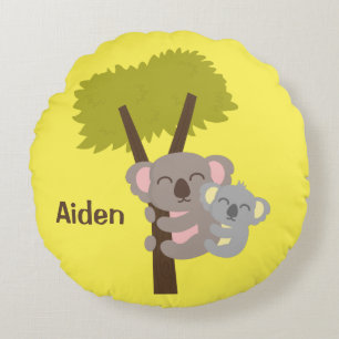 Süßer Babykoala und Mama Kinderzimmerdeko Rundes Kissen