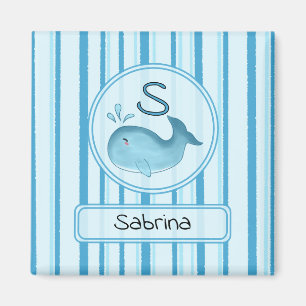 Süßer Babywal Blau Streifen Magnet