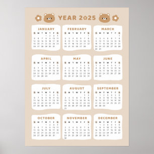 Süßer Bär 2025 Kalender Poster