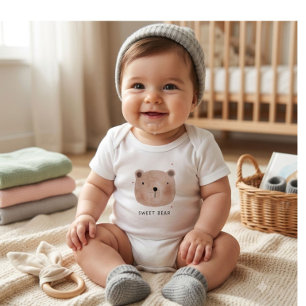 Süßer Bär Baby Body Minimalistischer Wald Strampler