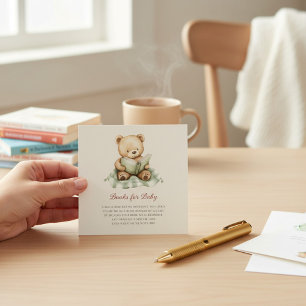 Süßer Bär liest Buch Baby Shower Buchanfrage Begleitkarte