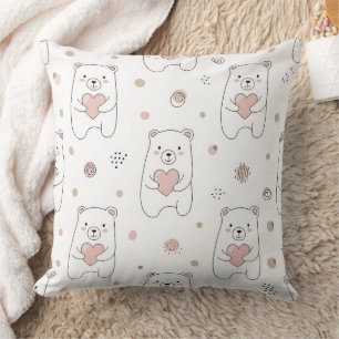 Süßer Bär mit Herz -- Pastell-Nursery Kissen