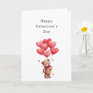 Süßer Bär rote Herzballons Valentinstag Karte