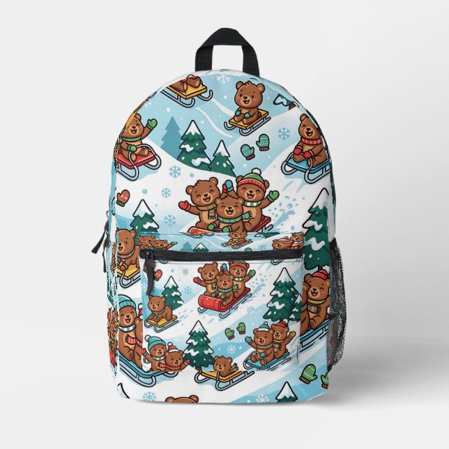 Süßer Bär Schlittenfahren Rucksack (Vorderseite)
