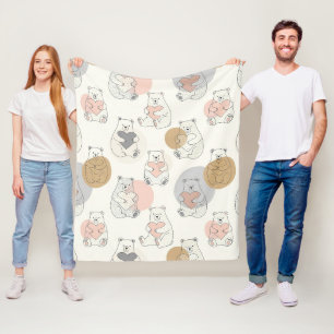 Süßer Bär und Herzen -- Pastell-Nursery (10) Fleecedecke