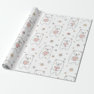 Süßer Bär und Herzen -- Pastell-Nursery (1) Geschenkpapier