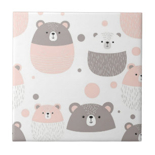 Süßer Bär und Herzen -- Pastell-Nursery (3) Fliese