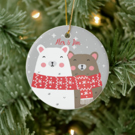 Süßer Bärenname Winter Erste Weihnacht Verheiratet Keramik Ornament