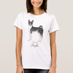 Süßer Basenji-Hund in Schwarzweiß & benutzerdefini T-Shirt