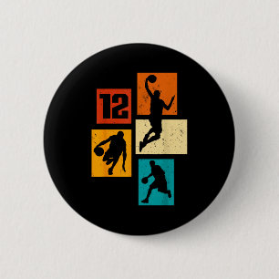 Süßer Basketball Basketball Jahre 12 Spieler Alt 1 Button