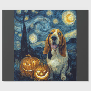 Süßer Basset Hound Hund Halloween Jack O Lantern K Geschenkpapier