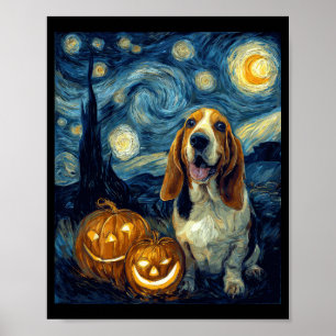 Süßer Basset Hound Hund Halloween Jack O Lantern K Poster