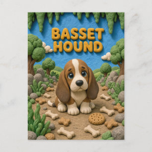 Süßer Basset Hound Welpe, Baby Hund Postkarte
