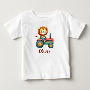 Süßer Bauer Löwe auf einem roten und grünen Trakto Baby T-shirt