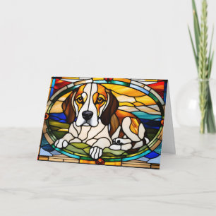Süßer Beagle-Buntglas Karte