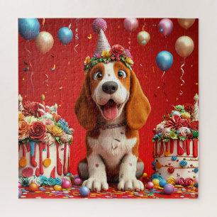 Süßer Beagle-Hund feiert Geburtstag