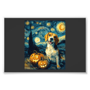 Süßer Beagle Hund Halloween Jack O Lantern Kürbis Fotodruck