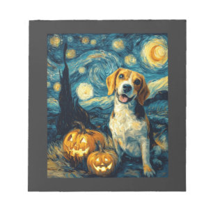 Süßer Beagle Hund Halloween Jack O Lantern Kürbis Notizblock