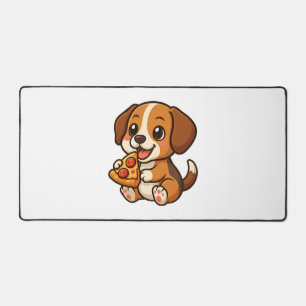 Süßer Beagle-Hund Pizza Pizza Liebhaber Cartoon Schreibtischunterlage